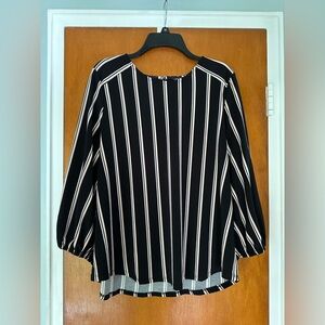 Adrianna Papell Black and White Striped Blouse